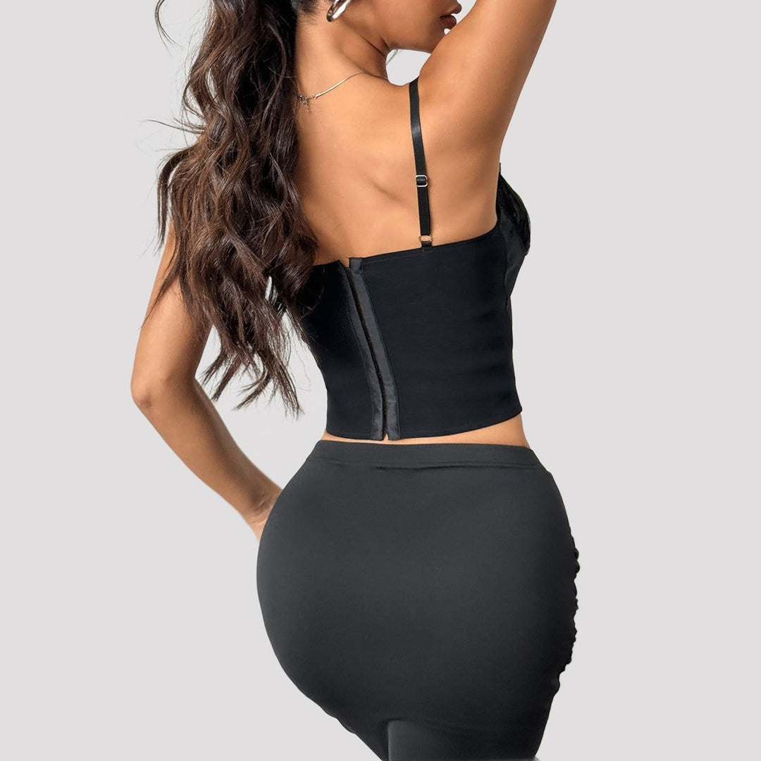 Veda | Lace Trim Corset Top with Sweetheart Neckline