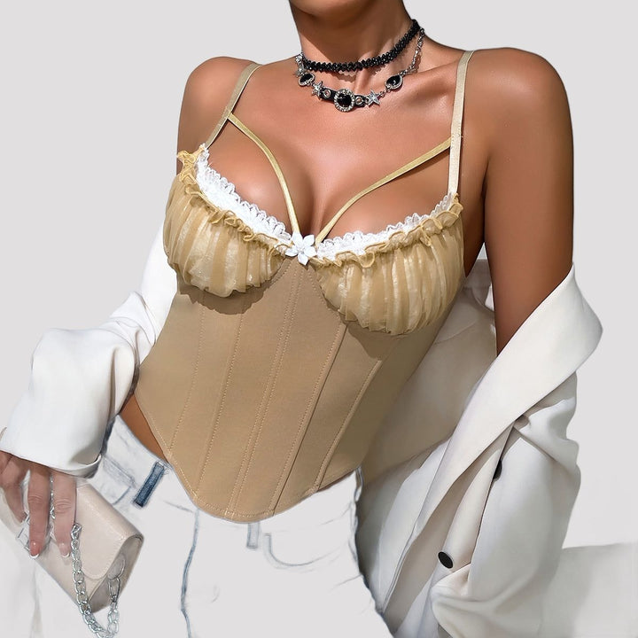 Veda | Lace Trim Corset Top with Sweetheart Neckline