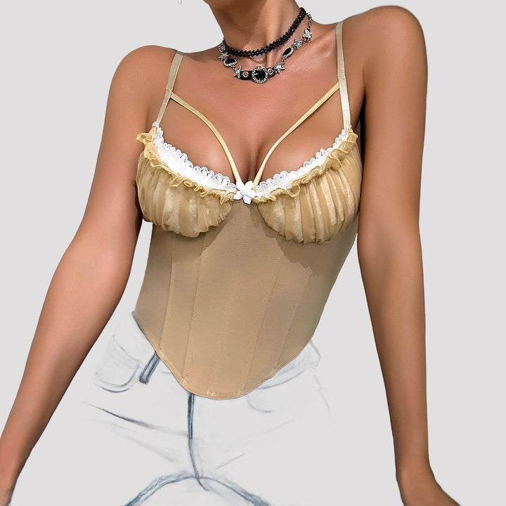 Veda | Lace Trim Corset Top with Sweetheart Neckline