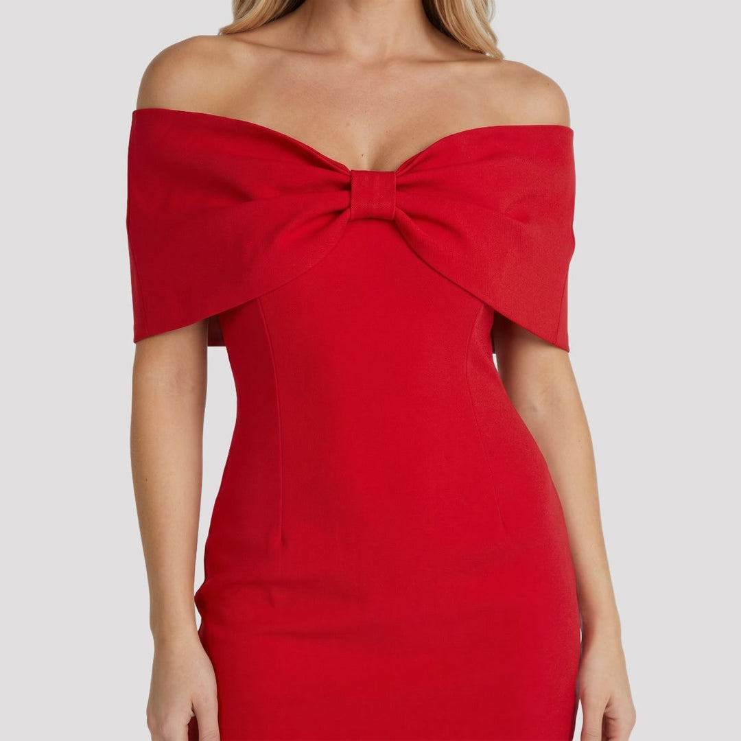 Indie | Black Off Shoulder Bow Party Mini Dress