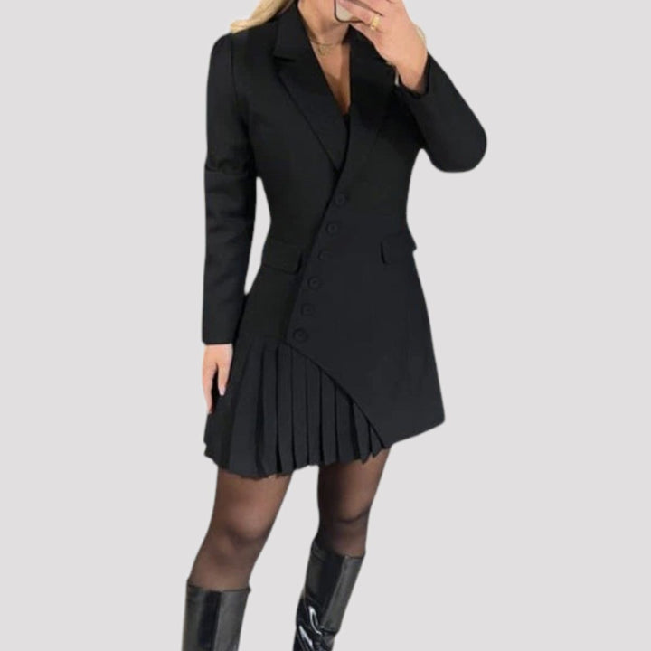 Elowyn | Pleated Button Front Blazer Dress for Party
