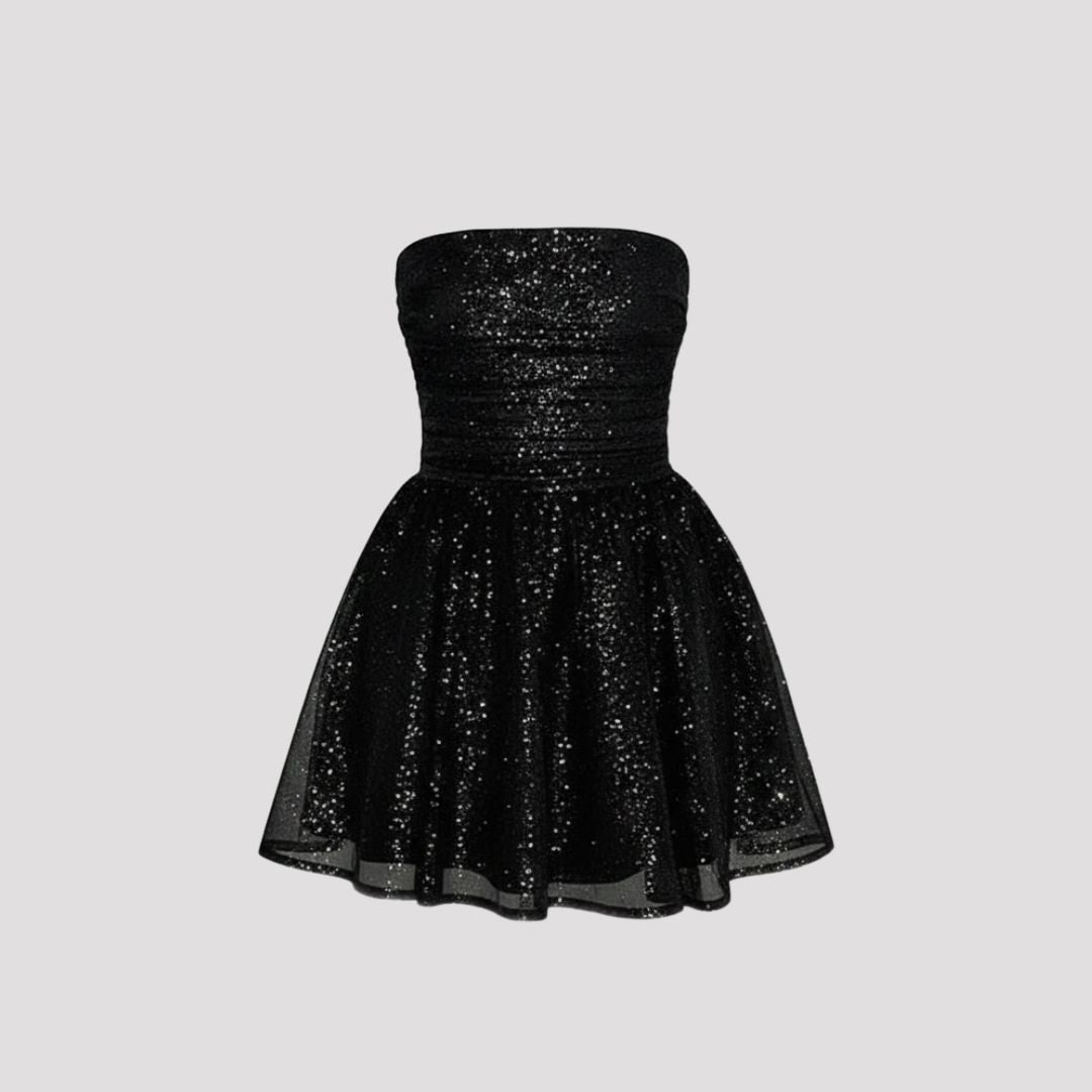 Nova | Black Sequin Strapless Party Mini Dress