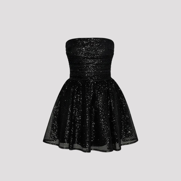 Nova | Black Sequin Strapless Party Mini Dress