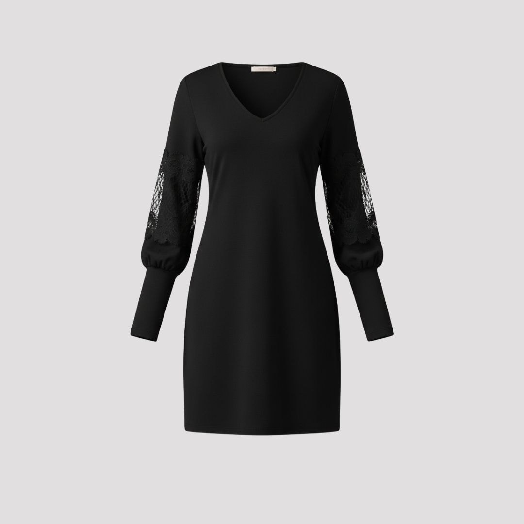 Arwen | Black Lace Panel Christmas Party Mini Dress