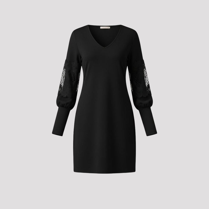Arwen | Black Lace Panel Christmas Party Mini Dress