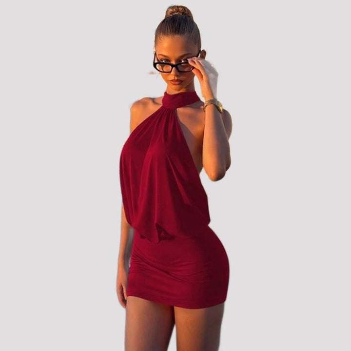 Eden | Black Halter Backless Bodycon Party Mini Dress