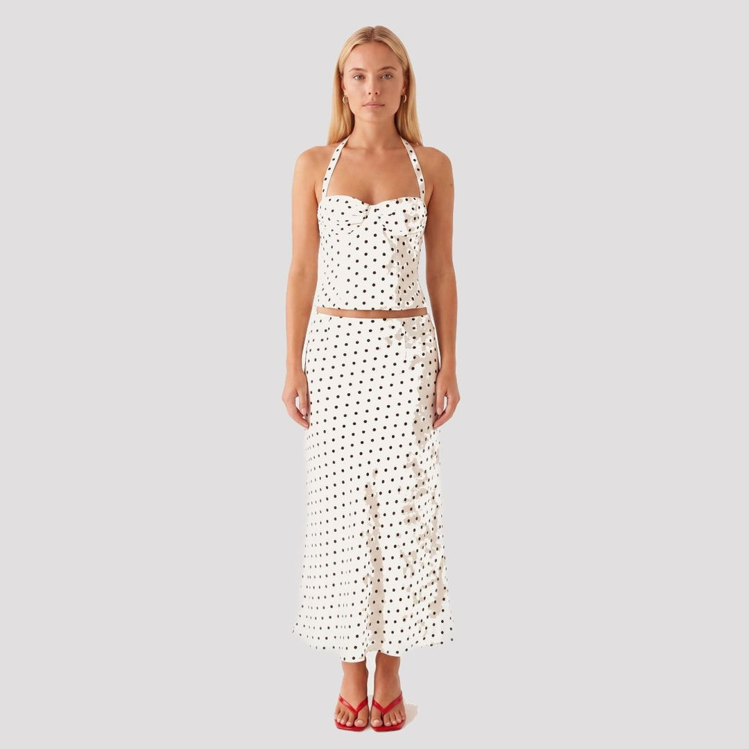 Reese | Polka Dot Halter Corset Top