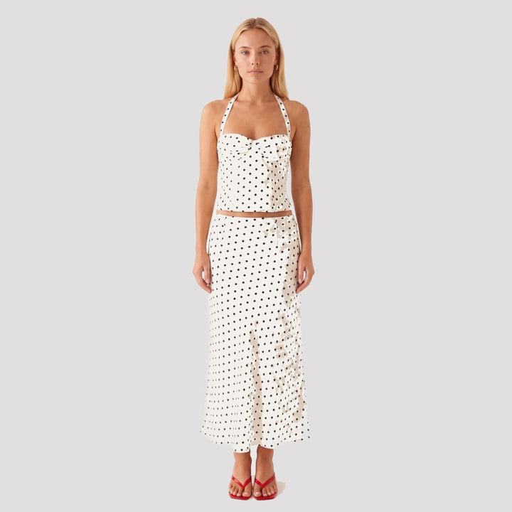 Reese | Polka Dot Halter Corset Top
