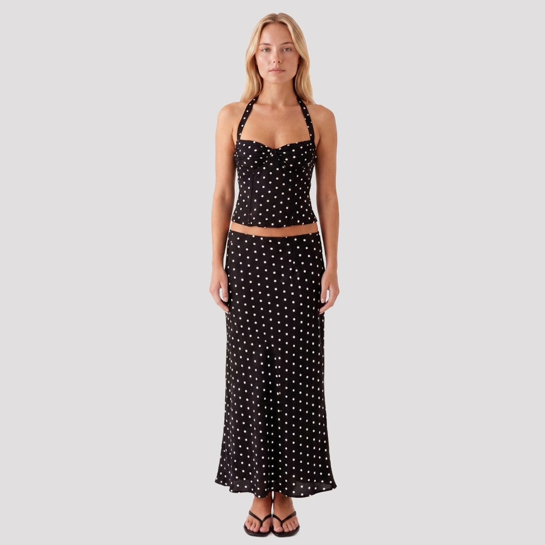 Reese | Polka Dot Halter Corset Top