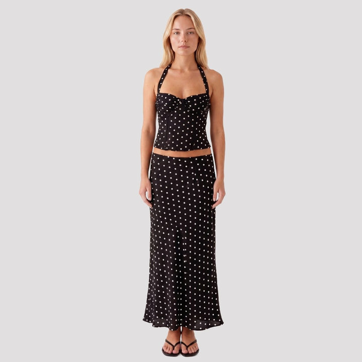 Reese | Polka Dot Halter Corset Top
