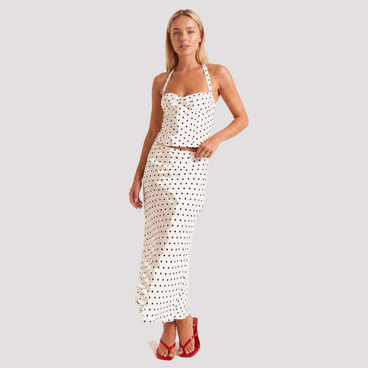 Reese | Polka Dot Halter Corset Top