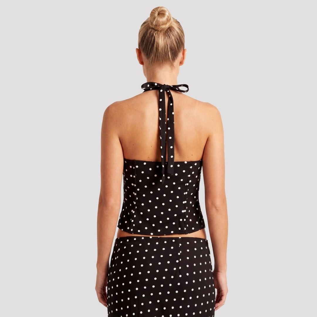 Reese | Polka Dot Halter Corset Top