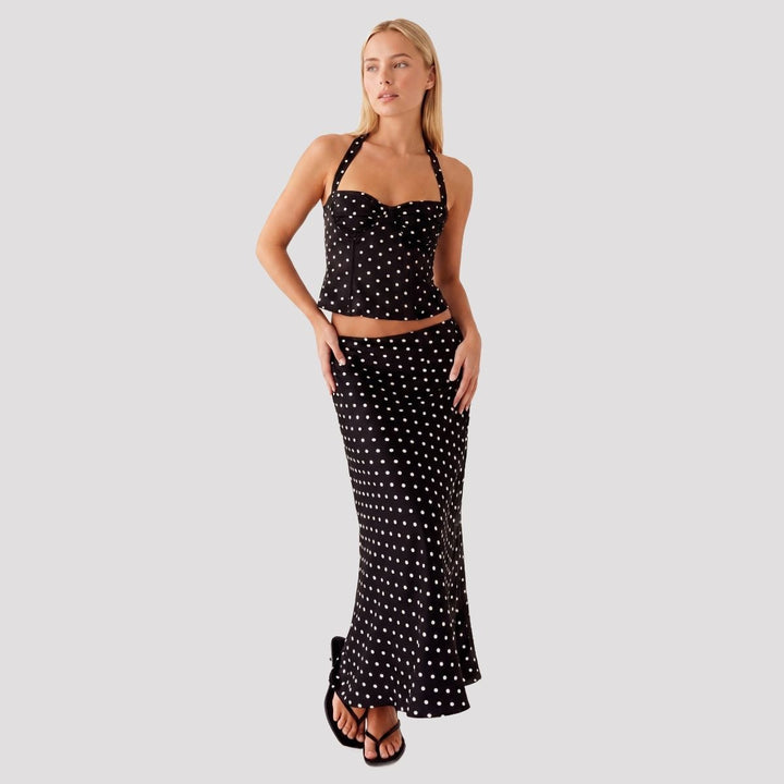 Reese | Polka Dot Halter Corset Top