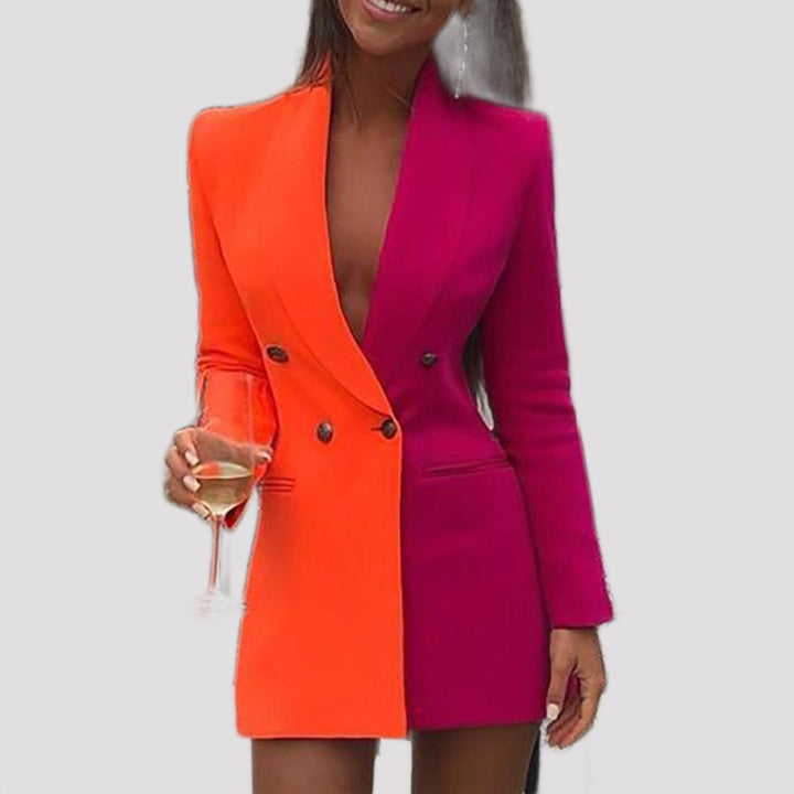Two-tone blazer dress – Emilia-Orange Violet-S-Nora Luxe