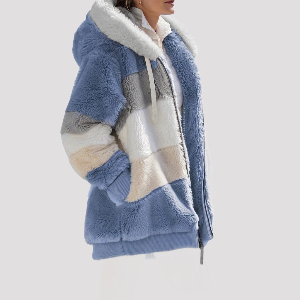 Hooded Faux Fur Fleece-Lined Puffer Jacket for Women