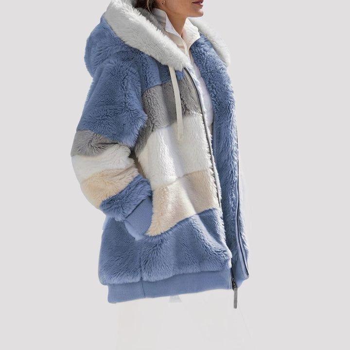 Hooded Faux Fur Fleece-Lined Puffer Jacket for Women
